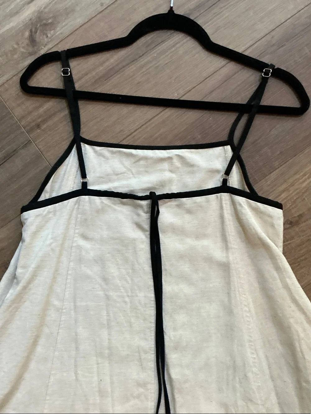Shy Velvet Cream Maxi Slip Dress with Black Trim - Picture 4 of 9